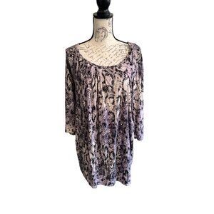 Soma Purple Rayon/Spandex Snake Skin Pattern Scoop Neck Sleep Shirt Large